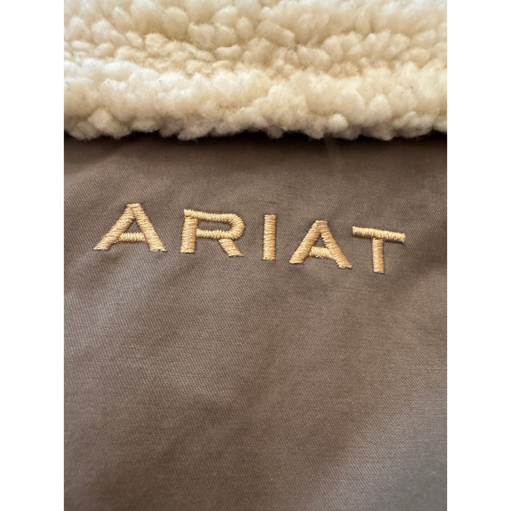 Ariat Jacket Women XL Brown Real Grizzly Insulated Sherpa Collar Outdoor Western - Picture 10 of 12